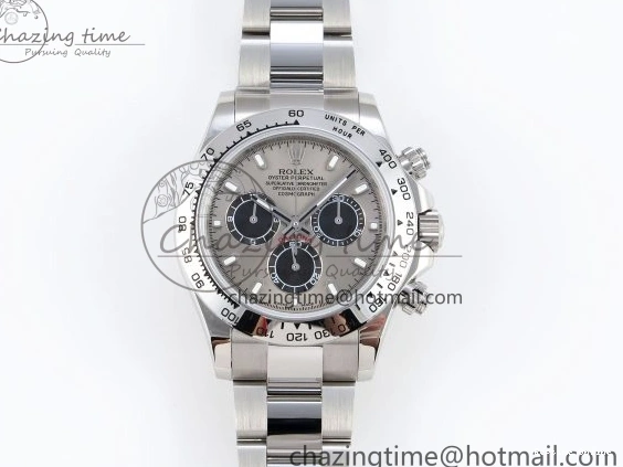 0213 DAYTONA 116509 SS OMF BEST EDITION GRAY BLACK DIAL ON SS BRACELET A7750 (SLIM MOVEMENT) Trendy 1805